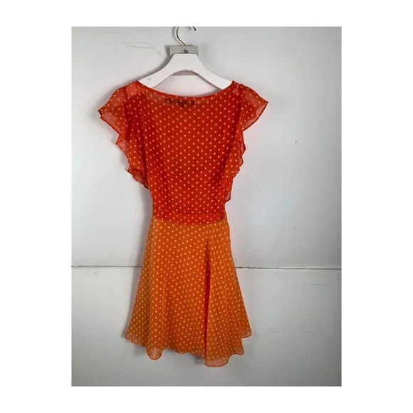 Anthropologie Eva Franco Orange Fit and Flare Mini Polka Dot Dress - Picture 2 of 2